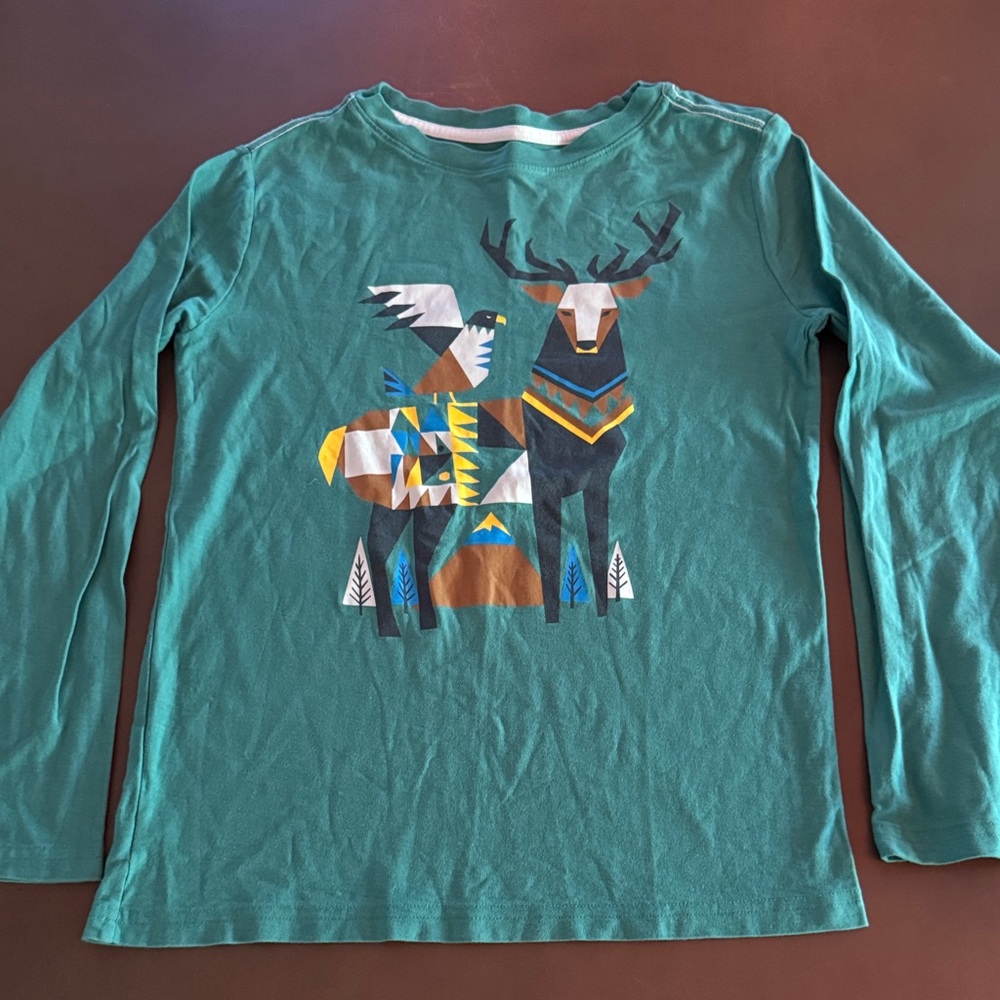 Tea Collection Teal Long Sleeve with Graphic Design